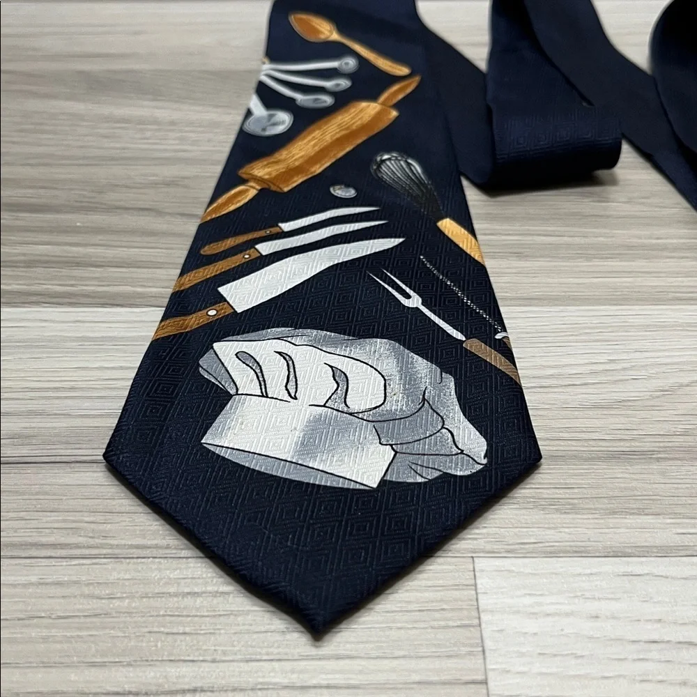 A. Roger’s The Chef 1997 Themed Black Tie with Kitchen Utensils Navy Blue Formal